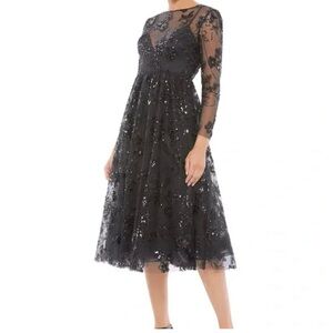 Mac Duggal Black Sequin Lace Dress